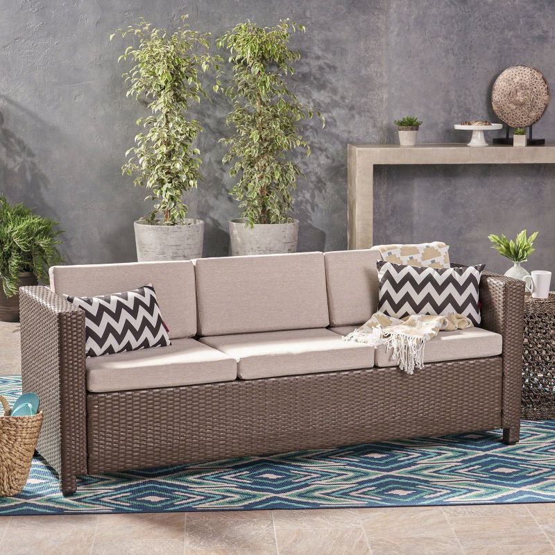 Puerta Wicker Patio Sofa - Christopher Knight Home, 3 of 6