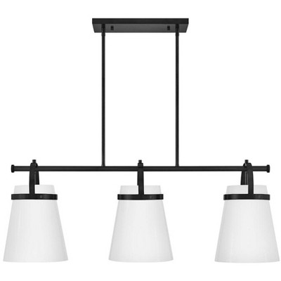 Tori Black 3-Light Linear Chandelier with Opal Glass Shades