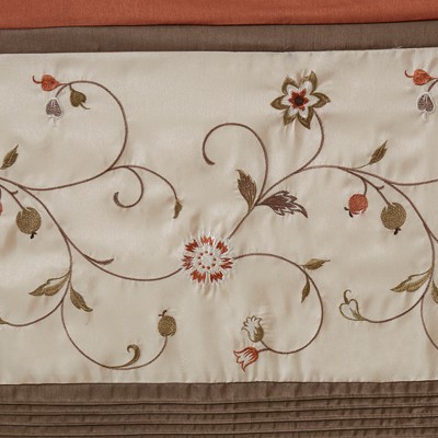 Spice Embroidered Ground Length Blackout Curtain Panel
