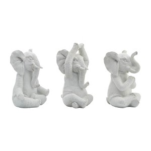 Sagebrook Home Set of 3 Polyresin Yoga Elephant Figurines - Contemporary Table Decor For Home, Office, Yoga Studio, Spa - 1 of 4