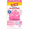 Glad ForceFlex MaxStrength Tall Kitchen Drawstring Pink Trash Bags - Cherry Blossom - 13 Gallon - image 2 of 4