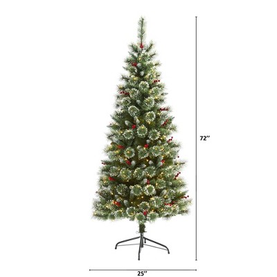 6ft Frosted Pine Artificial Christmas Tree with Warm White LED Lights