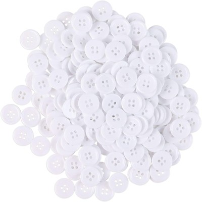 Juvale 500 Pack Resin Flatback Buttons with 4 Hole for Crafts and Sewing, White, 0.62"