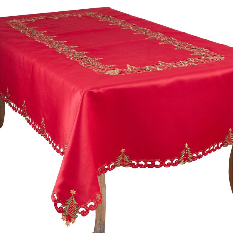 Saro Lifestyle Nostalgic Holiday Christmas Tree Tablecloth, 1 of 5