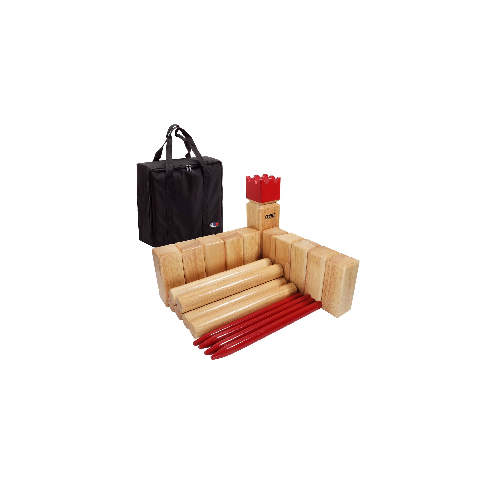 GSE Oak Hardwood Kubb Viking Tossing Game Outdoor Backyard Lawn Throwing Game Set