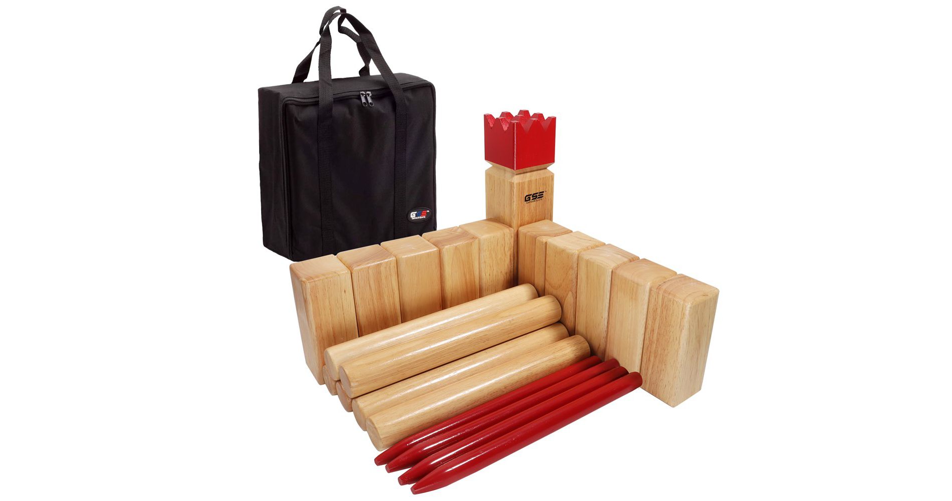 GSE Oak Hardwood Kubb Viking Tossing Game Outdoor Backyard Lawn Throwing Game Set