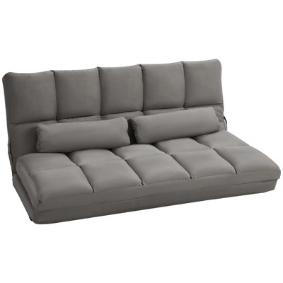 NicBex Floor Sofa Bed Folding Futon Sofa Bed Lazy Sofa with 2 Pillows, Multi-Angle and Position Adjustable Backrest, Dark Gray