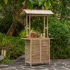 intiquewise Rustic Wooden Outdoor Bar Counter with Roof for Patio, Garden & Backyard, Ideal as Bartender Station, Lemonade Stand, BBQ Table - 3 of 4