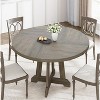 Round Dining Table for 4-6 People, 47 Inches Dining Room Table with Wooden Pedestal Base, Brown Dinner Tables, Circle Kitchen Tables - 3 of 4