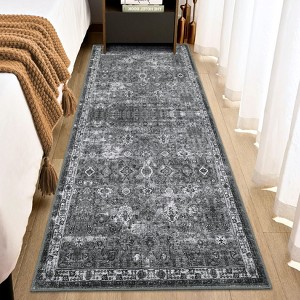 Garvee Vintage Runner Washable Area Rug for Bedroom Living Room Non-Slip Hallway Runners Accent Super Soft Thin Indoor Carpet for Dining Room Bedroom - 1 of 4