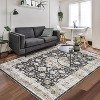 Washable Vintage Runner Rug, Soft Faux Wool Low Pile Carpet, Non-Slip Stain Resistant Hallway Kitchen Bedroom Living Room Laundry Rug - 2 of 4