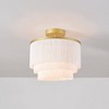 Novogratz X Globe Janis 1-Light Matte Gold Flush Mount Ceiling Light with White Fabric Fringe Shade - Globe Electric: ETL Listed, Cotton Shade - 4 of 4