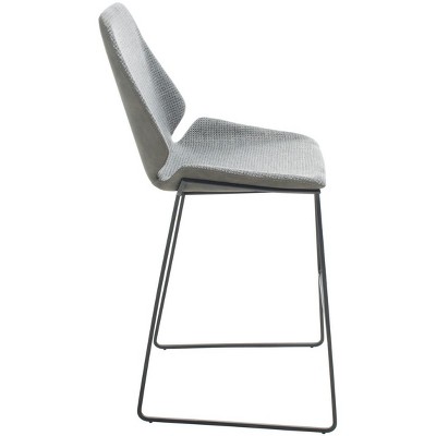 Masami Grey & Black Saddle Style Wood & Metal Counter Stool