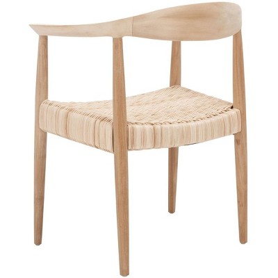 Natural Teak and Rattan Mid-Century Accent Chair