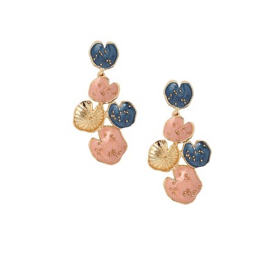 SOHI Women's Indigo Blue:Blush Pink The Lilypad Drop Earrings