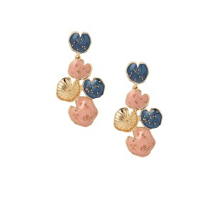 SOHI Women's Indigo Blue:Blush Pink The Lilypad Drop Earrings - 1 of 4