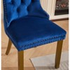 Kumasinova Mid Century Dining Chairs Set of 2,Tufted Kitchen Chairs with Lion Head Pull Ring,Velvet Dining Chair with Gold Wood Legs&Nailhead Trim - 3 of 4