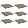 vidaXL Chair Cushions - Set of 6, Taupe 15.7"x15.7"x2.8", Oxford Fabric, Water-Resistant, Indoors/Outdoors, with Ties - 3 of 4