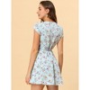 Allegra K Women's Boho Crossover V Neck Petal Sleeves Belted Floral Flowy Dress - 3 of 4