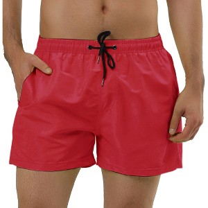 Lars Amadeus Men's Solid Color Summer Drawstring Waist Mesh Lining Swimming Board Shorts 2 Packs - 1 of 4