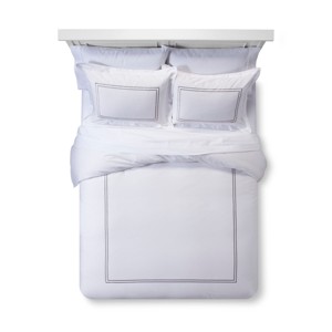 White/Cashmere Grey Tonal Hotel Duvet Cover Set (King) - Fieldcrest , White & Gray