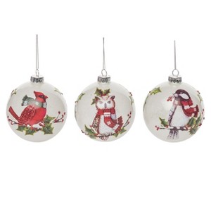 Transpac Glass 4.5 in. Multicolored Christmas Scarf Bird Ornament Set of 3 - 1 of 4