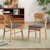 Coolbibila Modern Wooden Kitchen Dining Chairs Set of 2,Armless Fabric Upholstered Dining Room Chairs With Curved Back Wood Dining Chair - 2 of 4