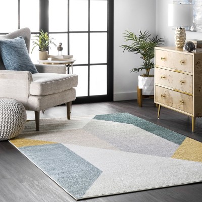 Gray and Multicolor Abstract Synthetic Area Rug, 6.5 x 9 ft