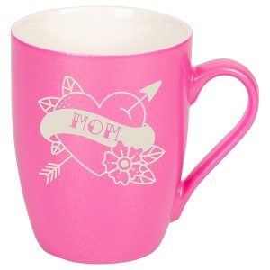 100 North Floral Heart 10 Ounce Pink Metallic Finish, Comfortably Fits Your Hands, New Bone China Coffee Tea Cup Mug, Mom - 1 of 1