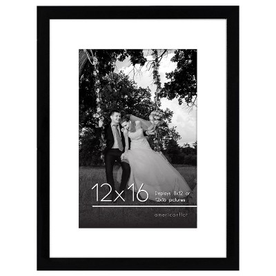 Americanflat Picture Frame in Black Wood with Shatter Resistant Glass - Horizontal and Vertical Formats - Wall Mounted - 12" x 16"
