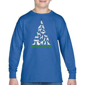 LA Pop Art Here Comes Santa Paws - Boy's Word Art Long Sleeve T-Shirt - 1 of 4
