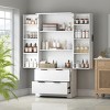 Tall Kitchen Pantry Cabinet with 2 Large Drawers, Adjustable Shelf, 8 Door Spice Racks, Fluted Freestanding Storage Organizer-The Pop Home - 2 of 4
