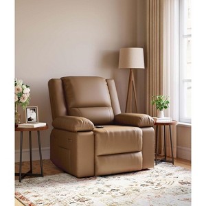 Oversized Motorized Lift Recliner with Heat & Massage – Adjustable PU Leather Chair, Ergonomic Support for Seniors & Limited Mobility - 1 of 4