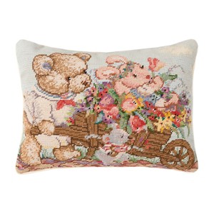 C&F Home 12" x 16" Bear And Rabbit Needlepoint Pillow - 1 of 1