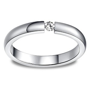 Wedding Band Ring for Women or Men Stainless Steel Crystal Ginger Lyne Collection - 1 of 4