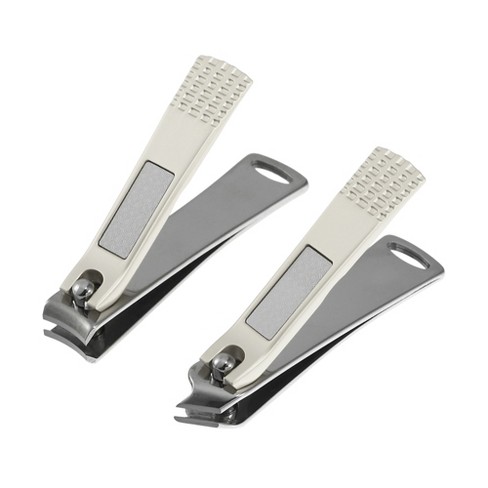 2pcs Stainless Steel & Pp Splash-proof Nail Clippers Set, 1pc Small  Straight Edge + 1pc Small Angled Edge, Daily Use