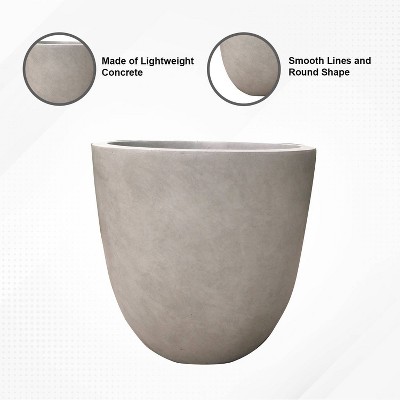 Modern Weathered Concrete Round Planter, 18"x18"x17"