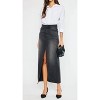 Women's Longline Black Washed Denim Skirt - KanCan - 4 of 4