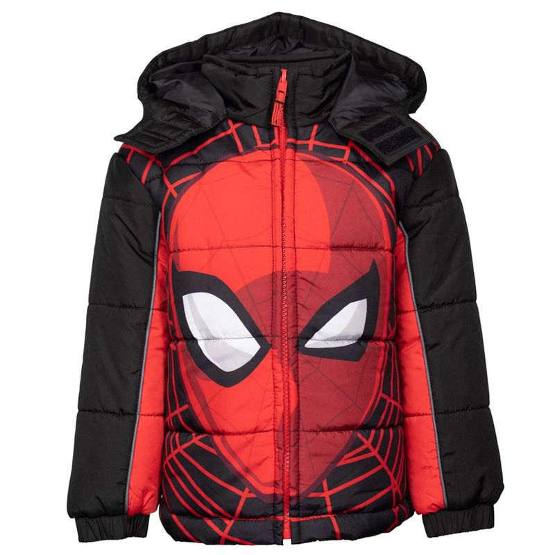Marvel Avengers Spider-Man Hulk Black Panther Captain America Zip Up Winter Coat Puffer Jacket Toddler to Big Kid, 3 of 9
