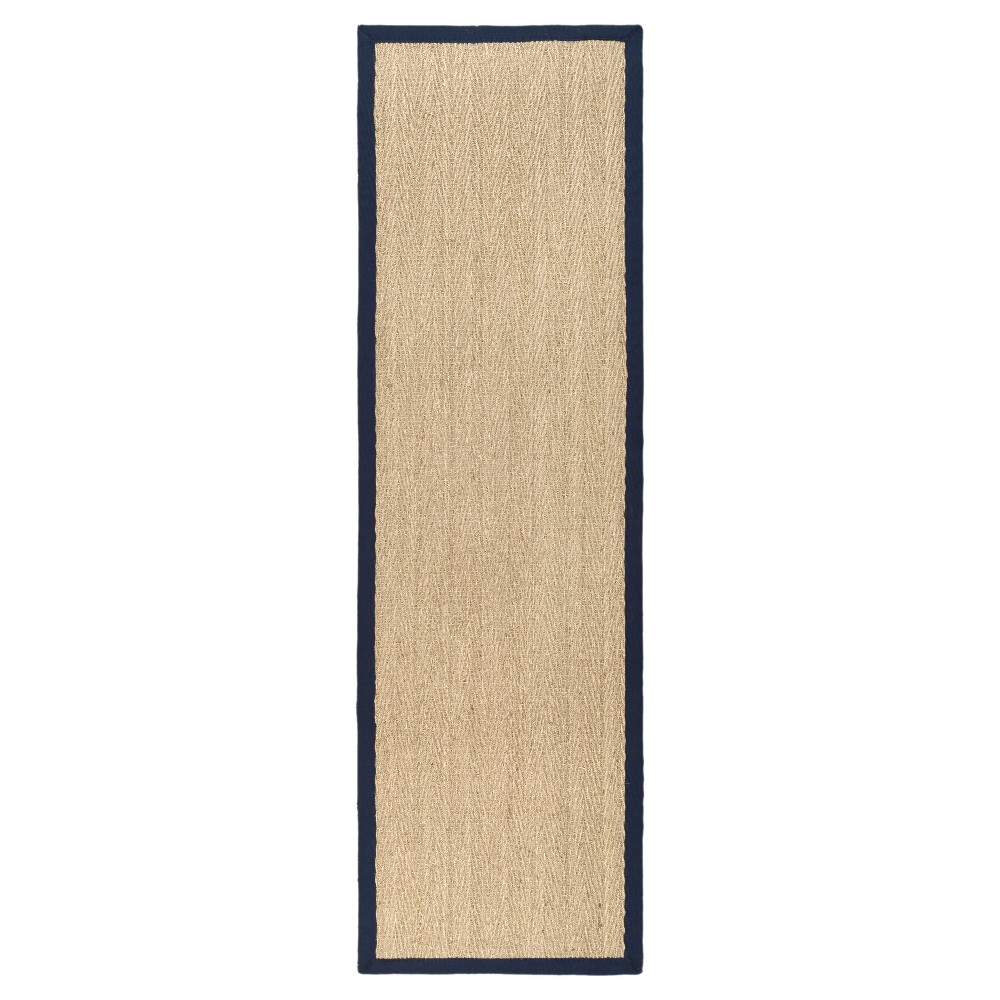 2'6inx8' Runner Valery Rug Natural/Blue - Safavieh