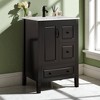 24" Freestanding Bathroom Vanity with Ceramic Sink, Soft-Close Cabinet & Drawers, Retro Metal Handles, Open Back for Plumbing - 2 of 4