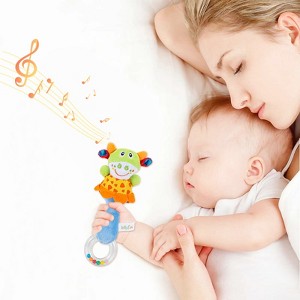 Plush Doll Hand Bell Set (4pcs) with Soft Plush Animal Bells, Elephant, Lion, Calf, and Cat Designs, Baby Rattle Sensory Toys, Infant Soft Toy Bells - 1 of 4