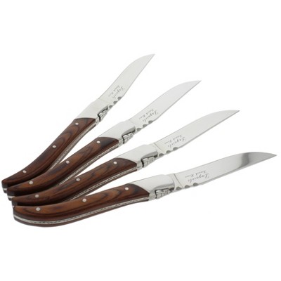 4pk Stainless Steel Laguiole Connoisseur Rosewood Steak Knives Brown - French Home