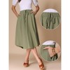 INSPIRE CHIC Women's Cotton Linen Casual High Elastic Waist Round Hem A-Line Midi Skirts - image 2 of 4