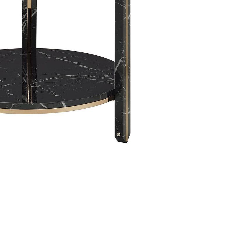 23&#34; Thistle Accent Table Clear Glass, Faux Black Marble Top and Champagne Finish - Acme Furniture, 4 of 9