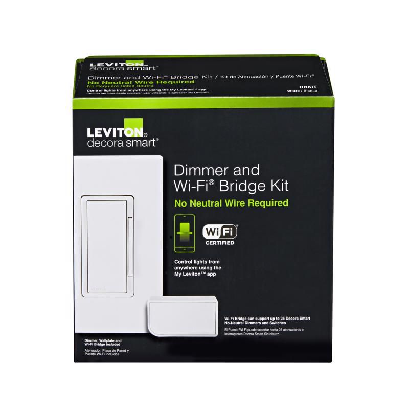 Leviton Decora White WiFi Smart Dimmer Switch w/Remote Control & Smart Bridge 1 pk, 2 of 4