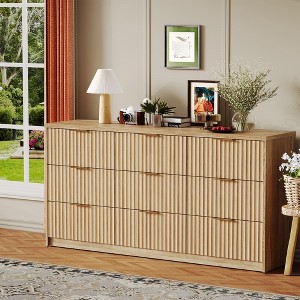 Fluted Dresser for Bedroom, 9 Drawer Dresser, Modern Chest of Drawers, Wooden Dressers Closet Storage Organizer for Living Room Entryway - 1 of 4