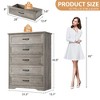 Dresser for Bedroom with 5 Drawers, Storage Chest Organizer Nightstand, Tall Dresser Chest with Metal Handle - 2 of 4