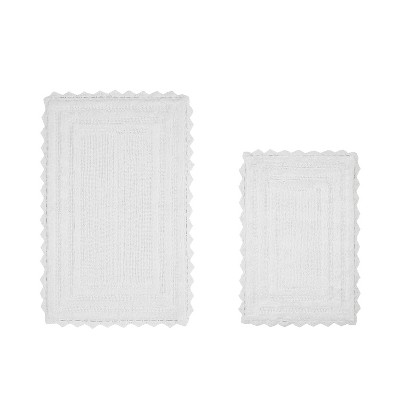 Lilly Crochet Collection 100% Cotton Tufted Reversible 2-Piece Bath Rug Set – Super Absorbent, Machine Washable Bathroom Mats with Crochet Pattern