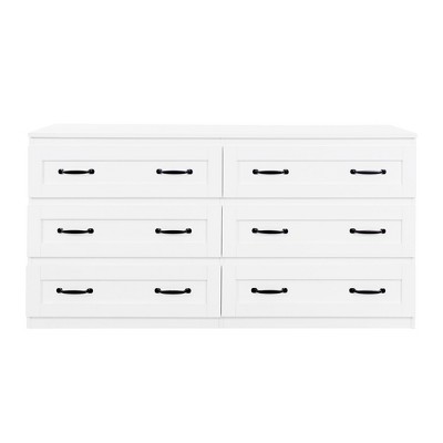 CLIHOME 6 Drawers Modern Side Storage Cabinet With Metal Handle, Storage Organizer With Wood Chest of Drawers